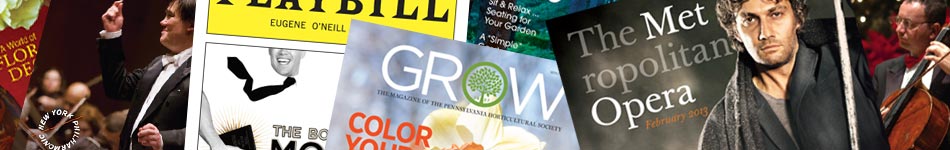 Manzo Media Group represented publications: Playbill for Philedelphia Orchestra and Walnut Street Theatre, Green Scene